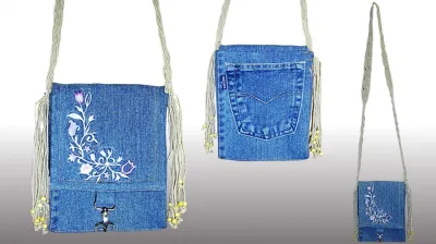 Vyšívaná kapsa z rifloviny