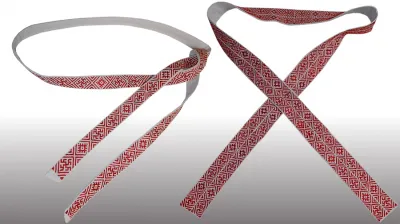 Vyšívaný opasok s ochrannými výšivkami Odoleň a Kvet papradia