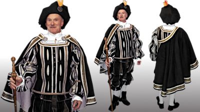 Pánsky renesančný šľachtický kostým s plášťom